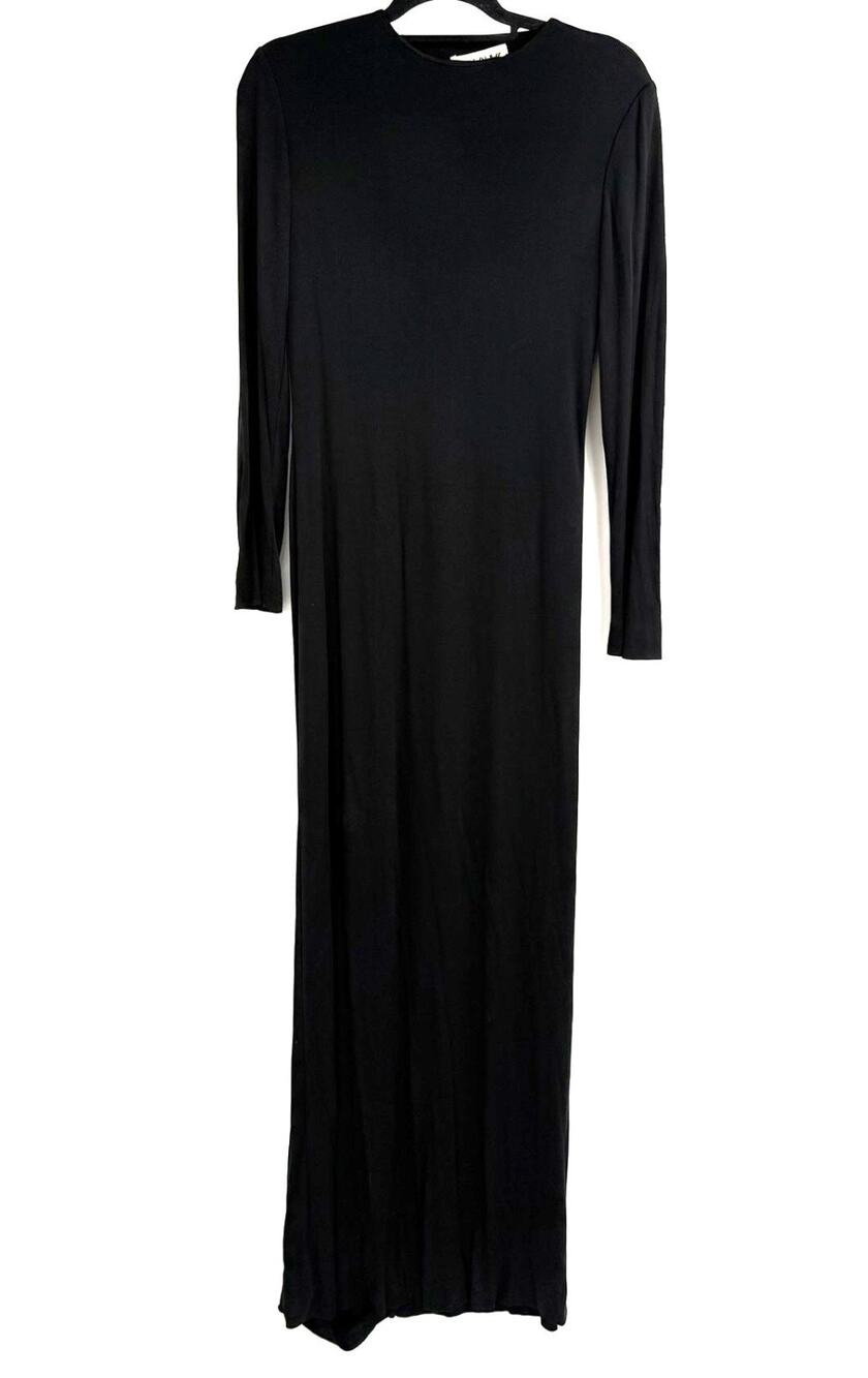 VTG 1970s Bill Blass Maxi Dress Size 16 Black Draped Cocktail Union Made USA